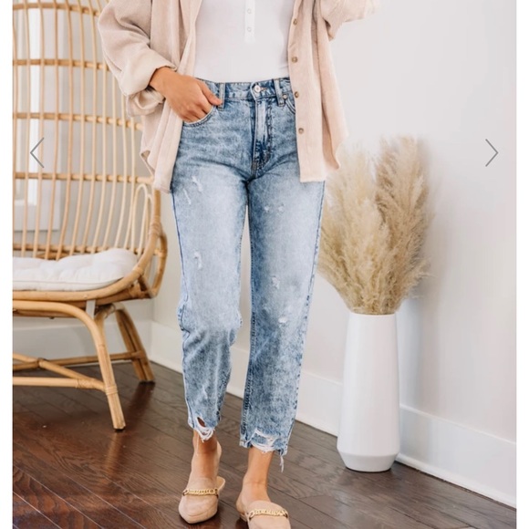 KanCan Denim - NWT KanCan Acid Wash Distressed Straight Ahead Vintage High Rise Mom Jeans Sz 27
